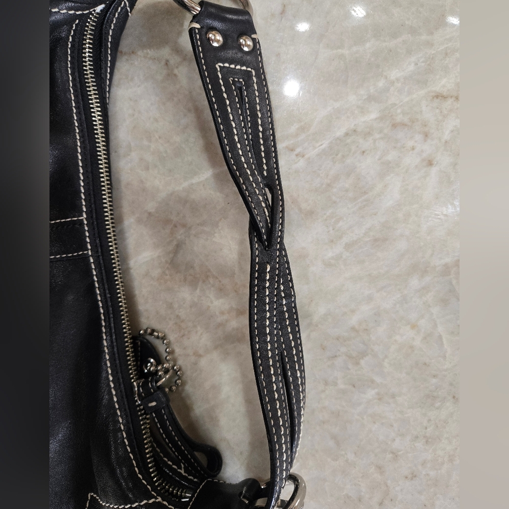 Coach Black Hobo Bag with Stitch Detail - Picture 4 of 7